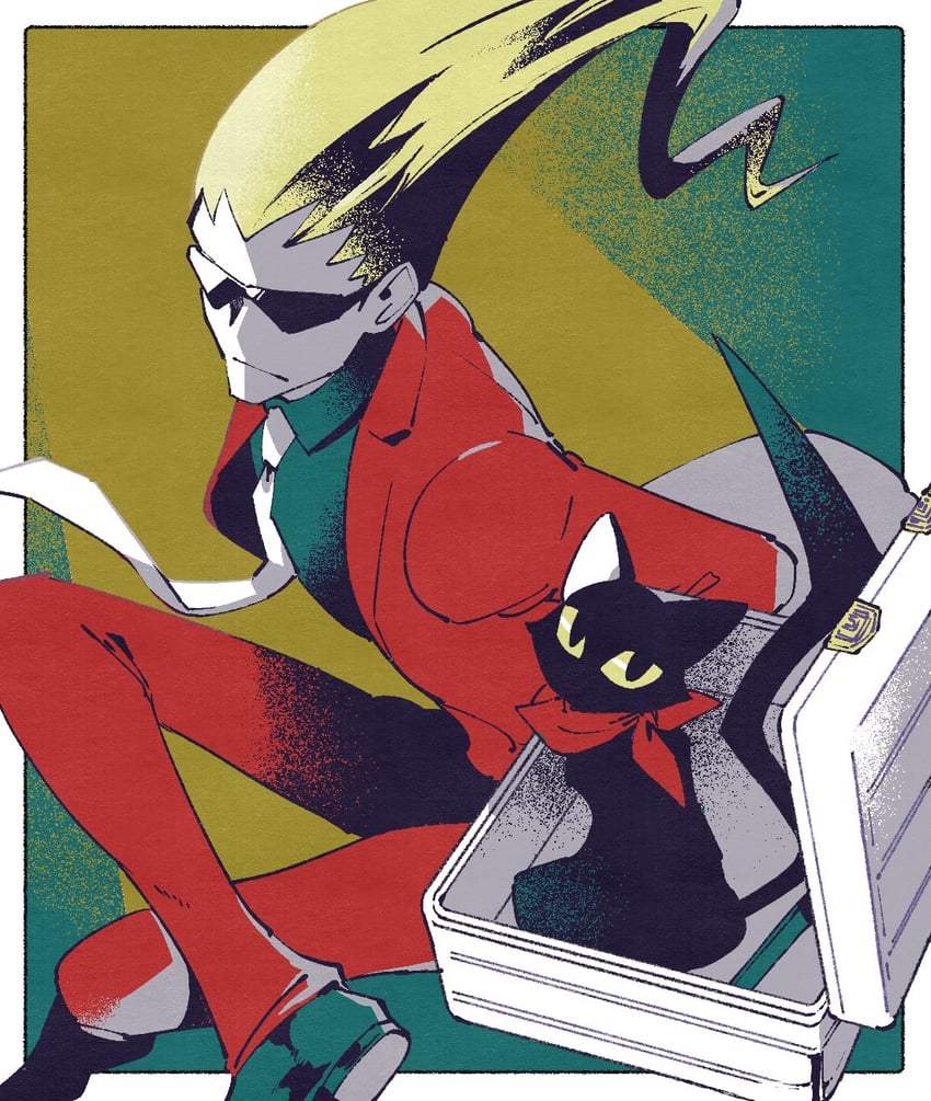 sissel and cat (ghost trick) drawn by shino_(shino_dgs)
