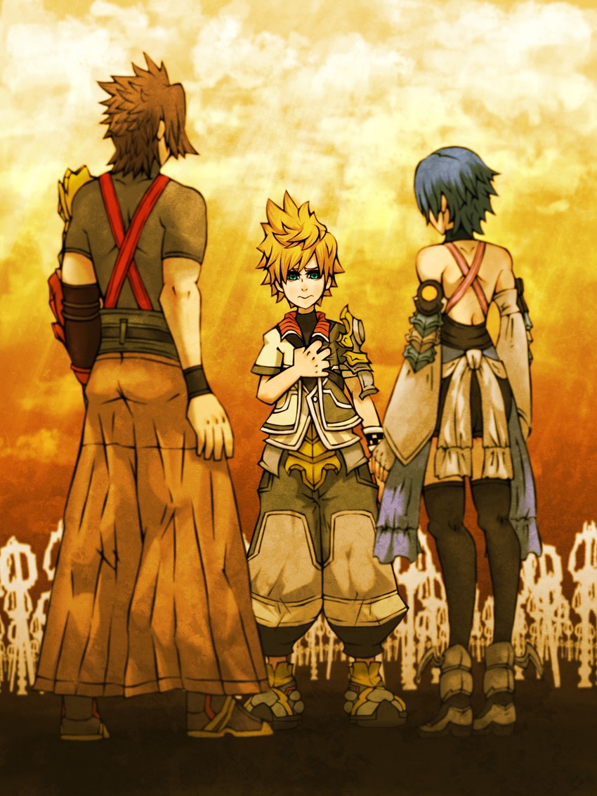 aqua, ventus, and terra (kingdom hearts and 1 more) drawn by gossan