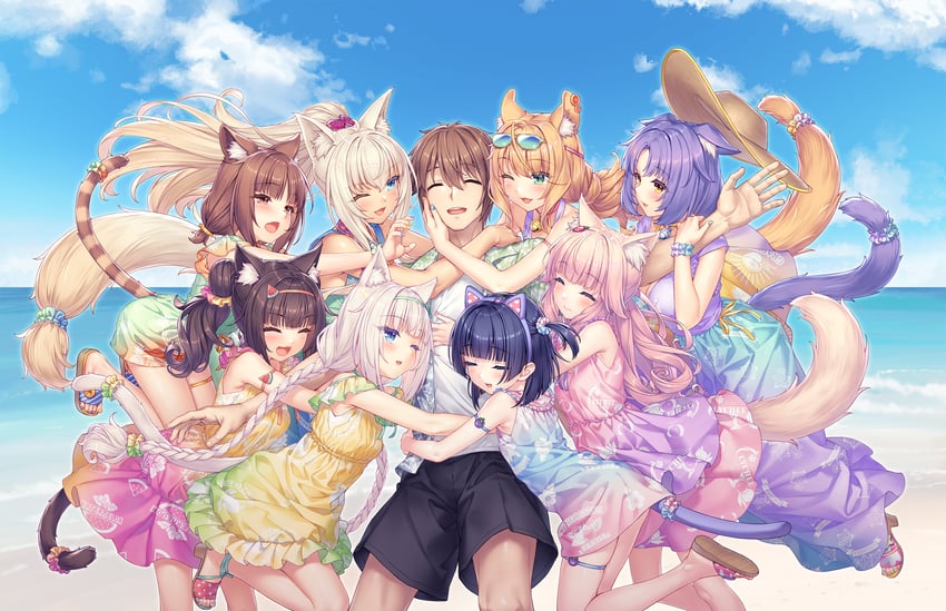 chocola, vanilla, coconut, cinnamon, azuki, and 4 more (nekopara) drawn by sayori_(neko_works)