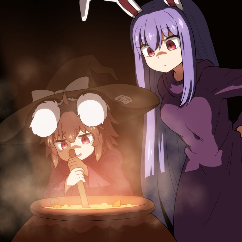 kirisame marisa, reisen udongein inaba, and inaba tewi (touhou) drawn by shirosato