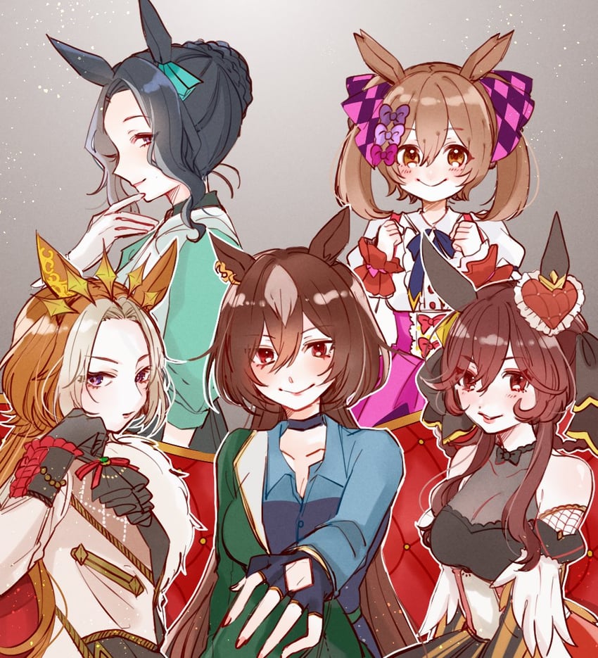 sirius symboli, gentildonna, smart falcon, mejiro ramonu, and orfevre (umamusume) drawn by fon'nyon'nyon