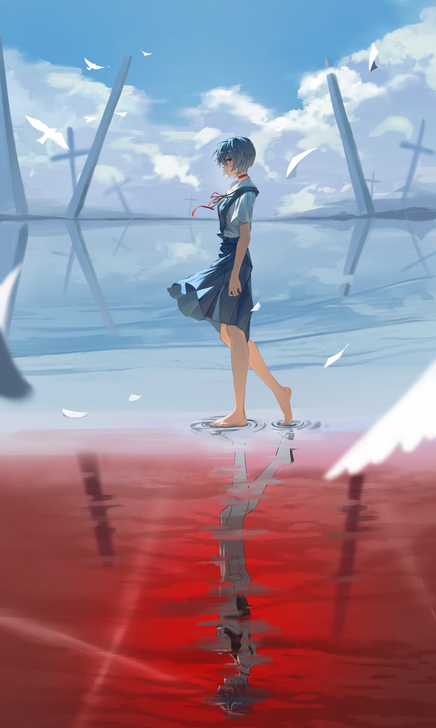 ayanami rei (neon genesis evangelion and 1 more) drawn by byakuya_(vmdg2282)