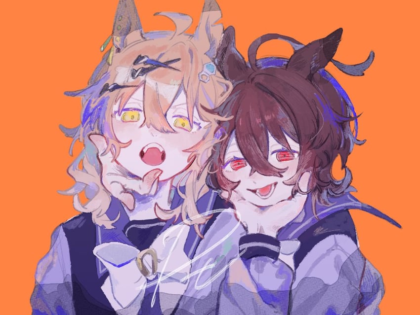 agnes tachyon and jungle pocket (umamusume) drawn by torinoooniku