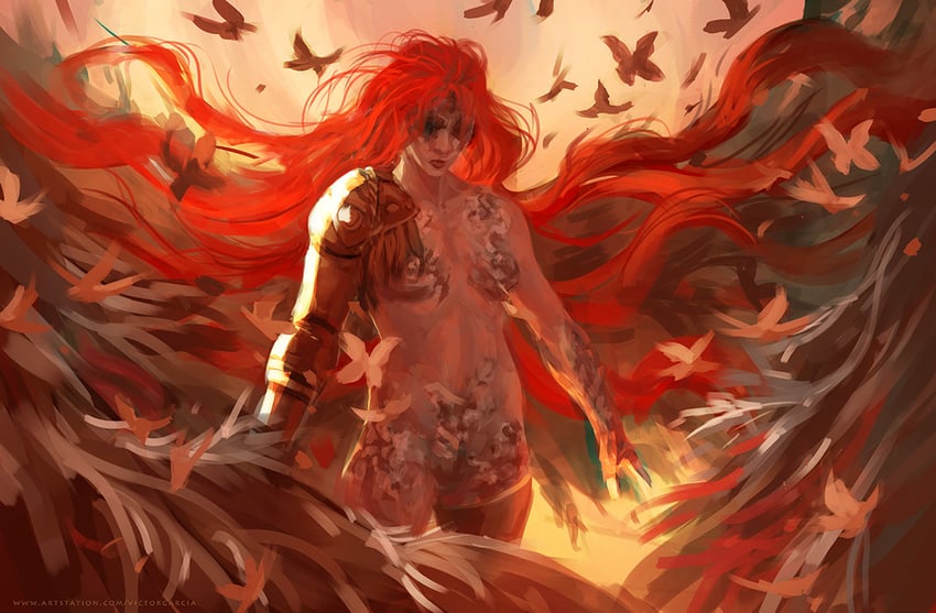 malenia blade of miquella and malenia goddess of rot (elden ring) drawn by victor_garcia