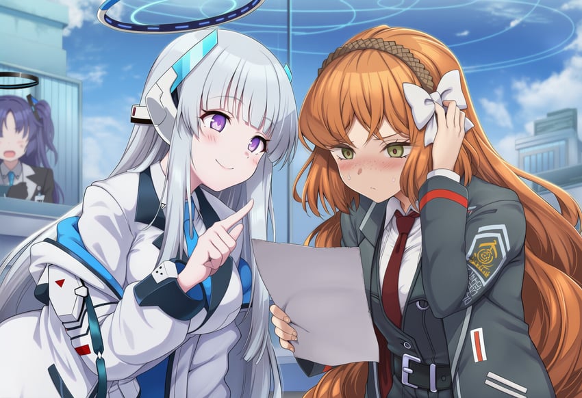yuuka, noa, and ishmael (blue archive and 2 more) drawn by okasa_re_taii