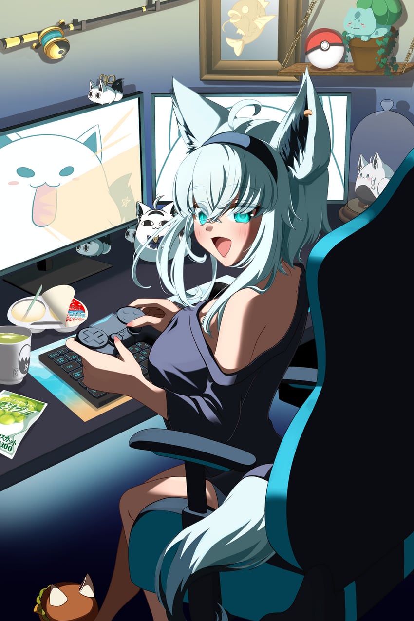 shirakami fubuki, bulbasaur, magikarp, miteiru, fubuzilla, and 2 more (pokemon and 1 more) drawn by saki7886