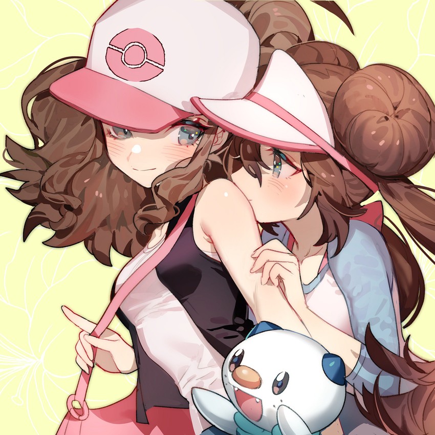 rosa, hilda, and oshawott (pokemon and 2 more) drawn by zuizi