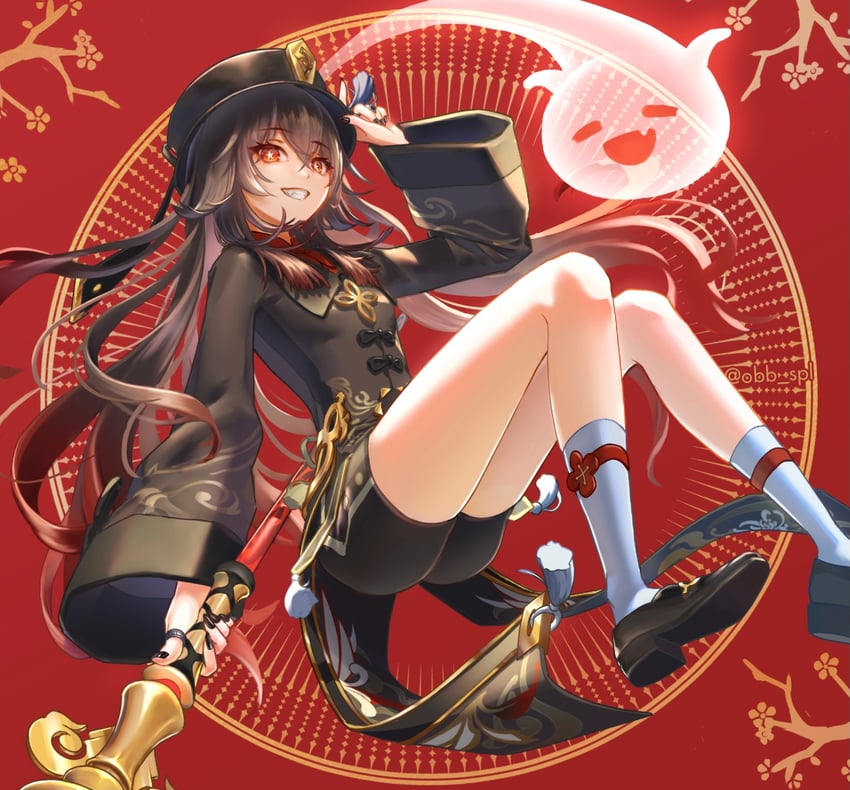 hu tao and boo tao (genshin impact) drawn by bibi_(obb_spl)