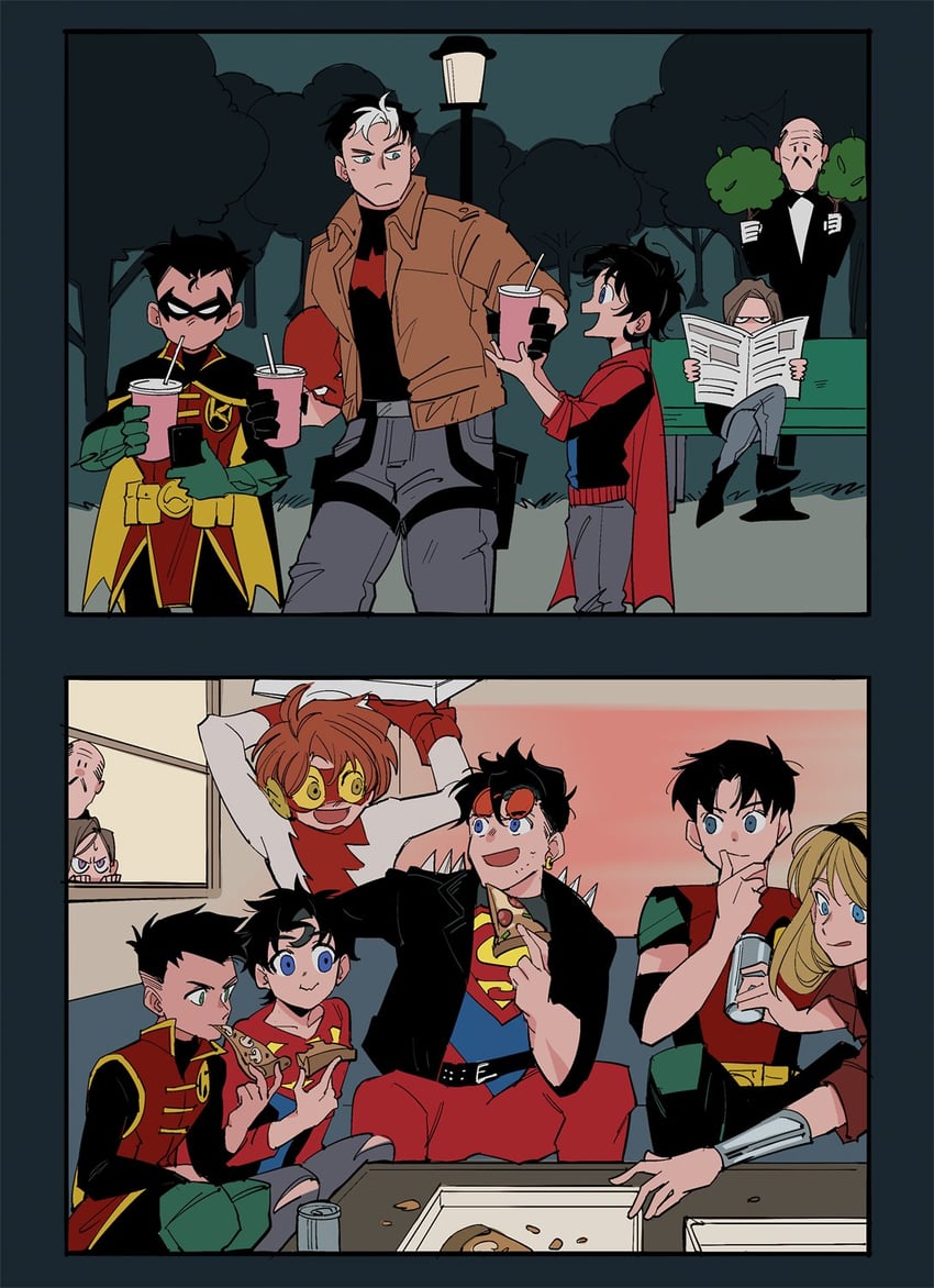 robin, jason todd, lois lane, red hood, damian wayne, and 10 more (dc comics and 4 more) drawn by hokkemaruyaki