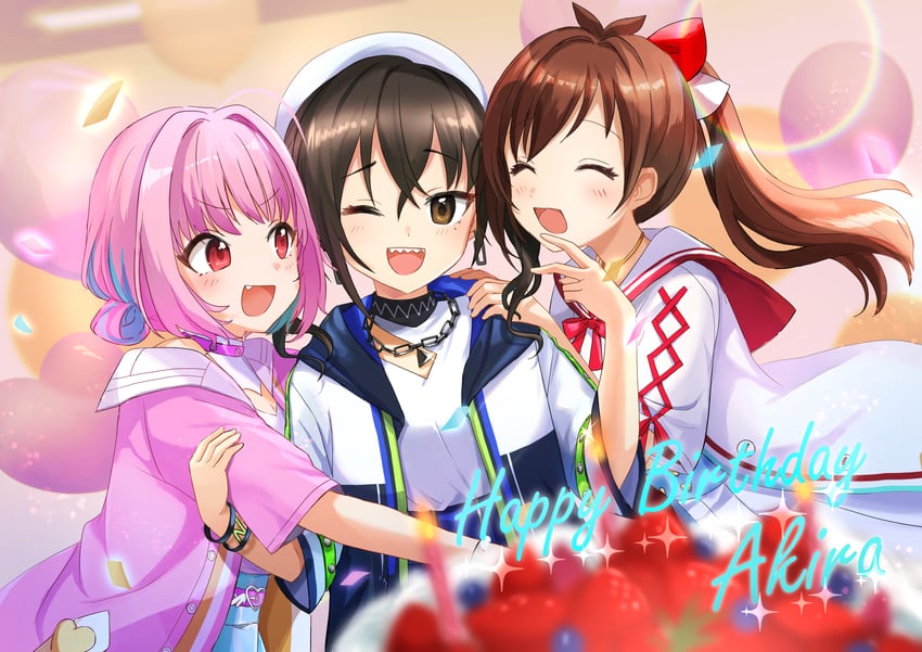 yumemi riamu, sunazuka akira, and tsujino akari (idolmaster and 1 more) drawn by yaminabe_(szhal14)