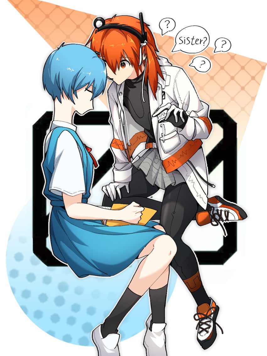 ayanami rei and adachi rei (neon genesis evangelion and 2 more) drawn by yi_xing_luren