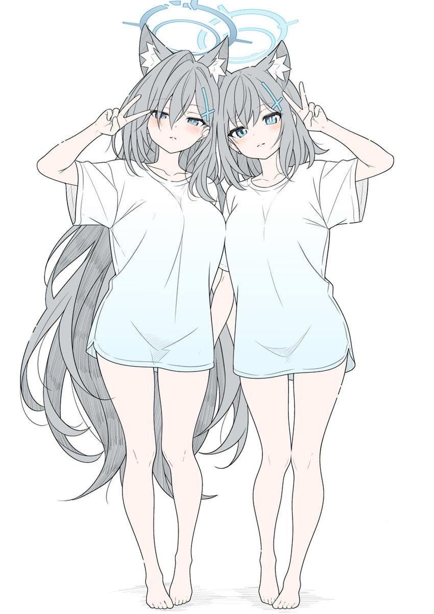 shiroko and shiroko terror (blue archive) drawn by t1kosewad