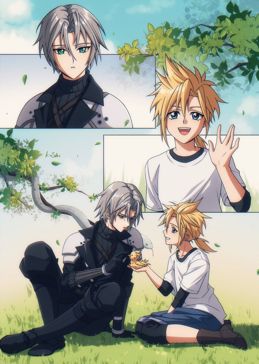 cloud strife and sephiroth (final fantasy and 2 more) drawn by koshikun