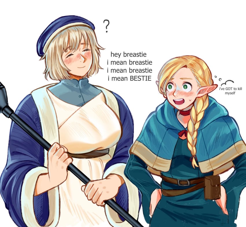marcille donato and falin touden (dungeon meshi) drawn by im_vess