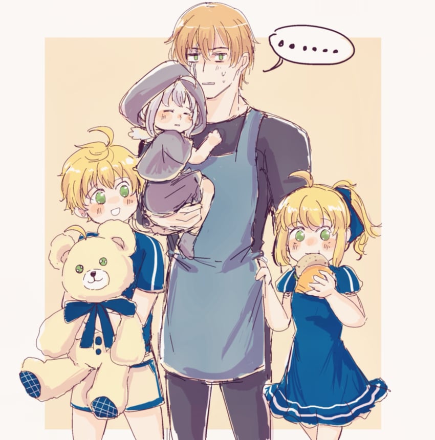 artoria pendragon, saber, arthur pendragon, gray, and kay (fate and 2 more) drawn by gayi_j