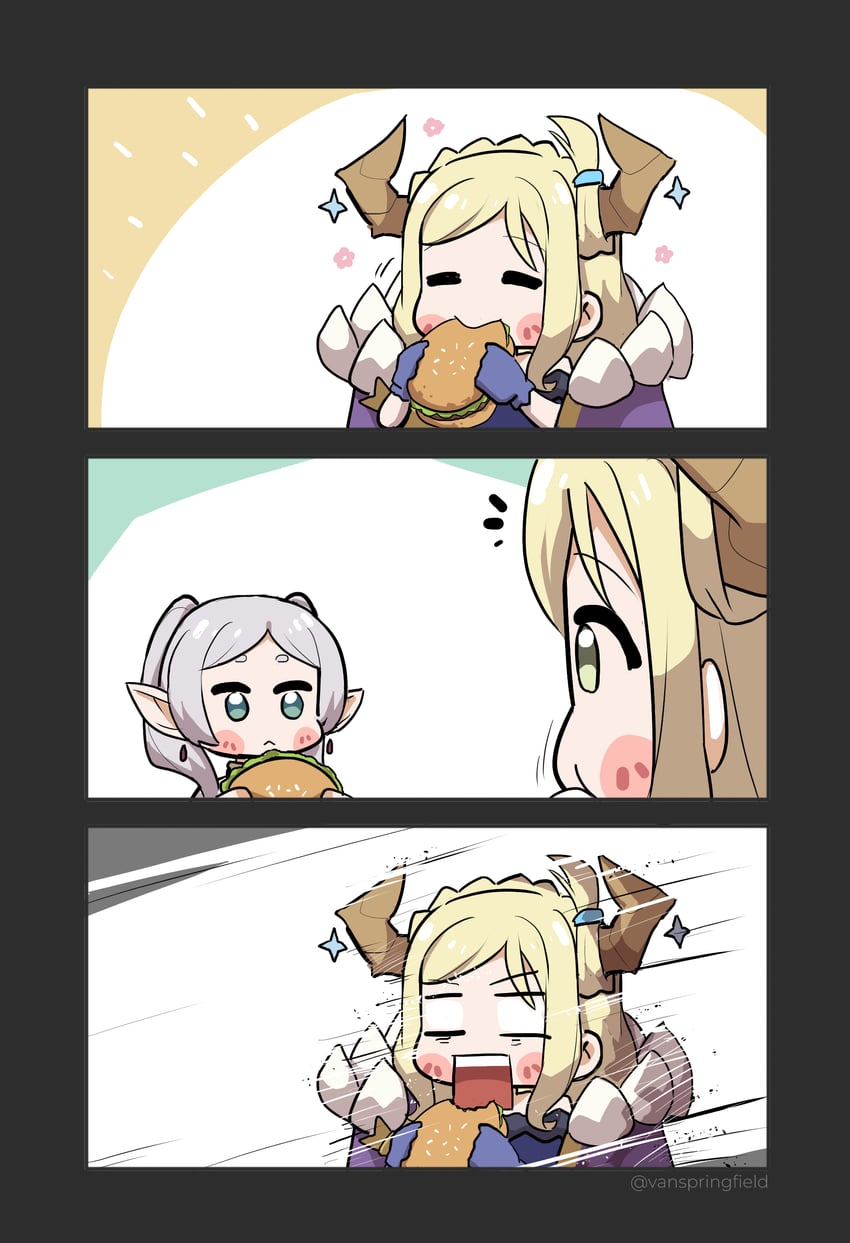 frieren, ohara mari, and mari (love live! and 3 more) drawn by van_springfield