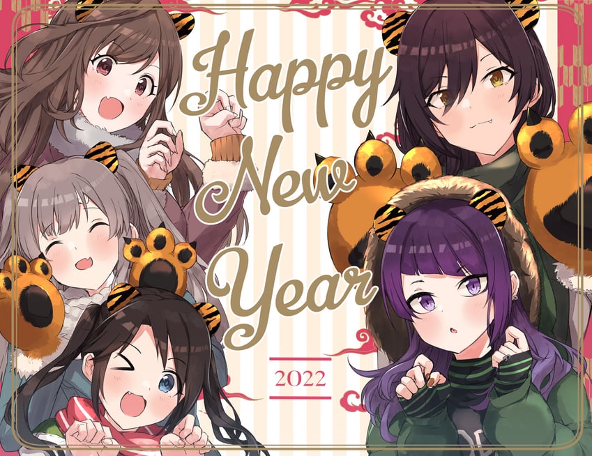 shirase sakuya, tsukioka kogane, tanaka mamimi, yukoku kiriko, and mitsumine yuika (idolmaster and 1 more) drawn by hanetsuka