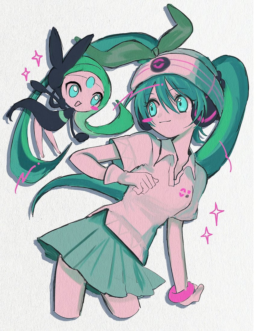 hatsune miku, meloetta, and psychic miku (pokemon and 2 more) drawn by pepeppepe101