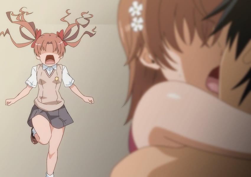 misaka mikoto, shirai kuroko, and kamijou touma (toaru majutsu no index and 1 more) drawn by hara_(harayutaka)