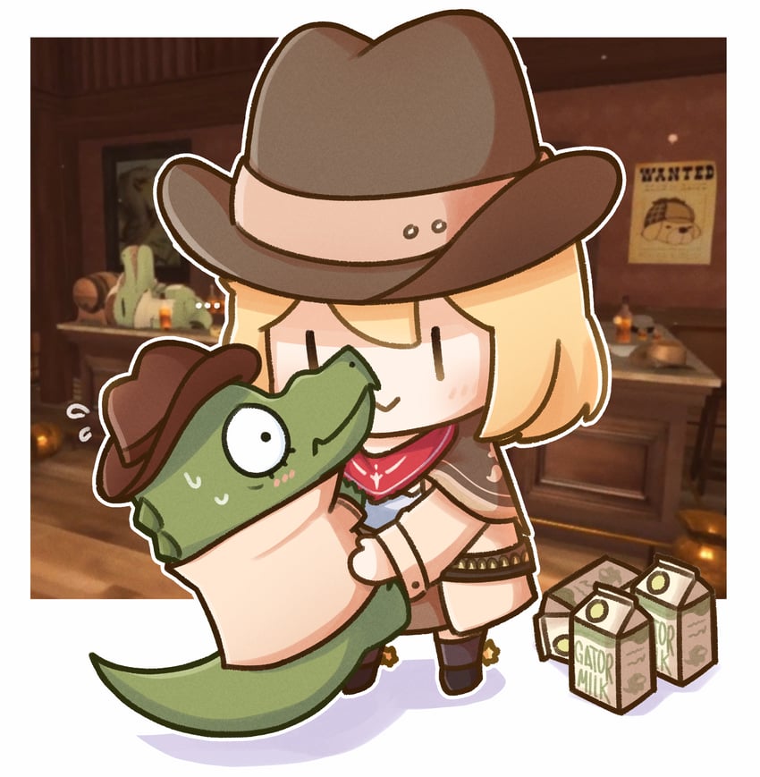 watson amelia, bubba, smol ame, and investigator (hololive and 1 more) drawn by moon_ldl