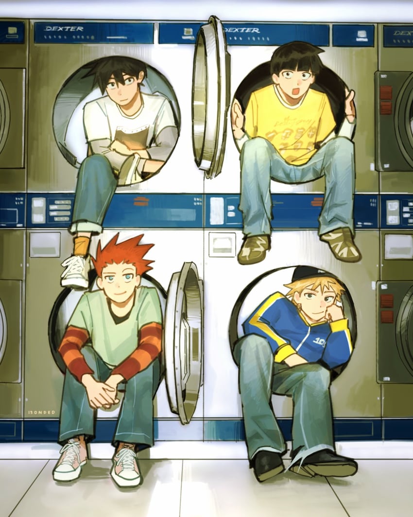 kageyama shigeo, kageyama ritsu, hanazawa teruki, and suzuki shou (mob psycho 100) drawn by i3onded