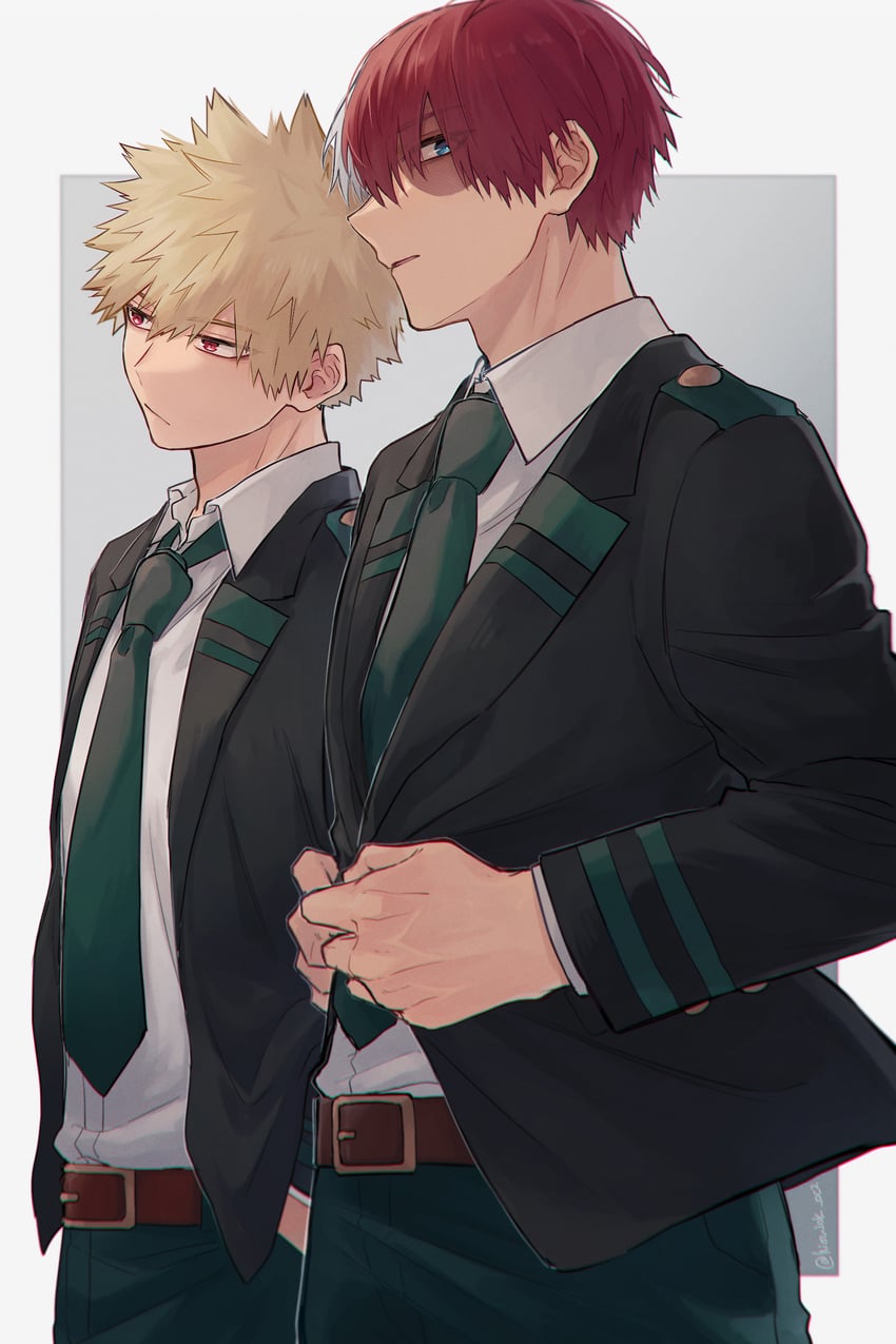 bakugou katsuki and todoroki shoto (boku no hero academia) drawn by ochi_(lokun)