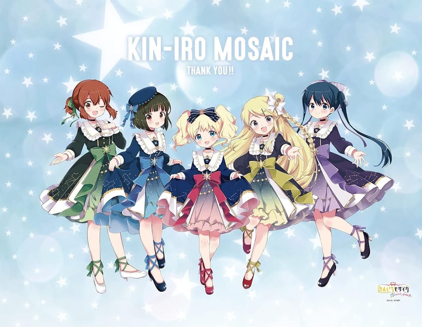 kujou karen, alice cartelet, komichi aya, oomiya shinobu, and inokuma youko (kin-iro mosaic) drawn by hara_yui