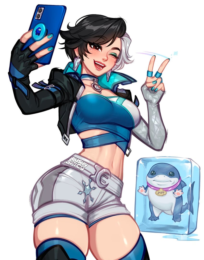 luna snow, jeff the land shark, and blue (marvel and 2 more) drawn by blushyspicy