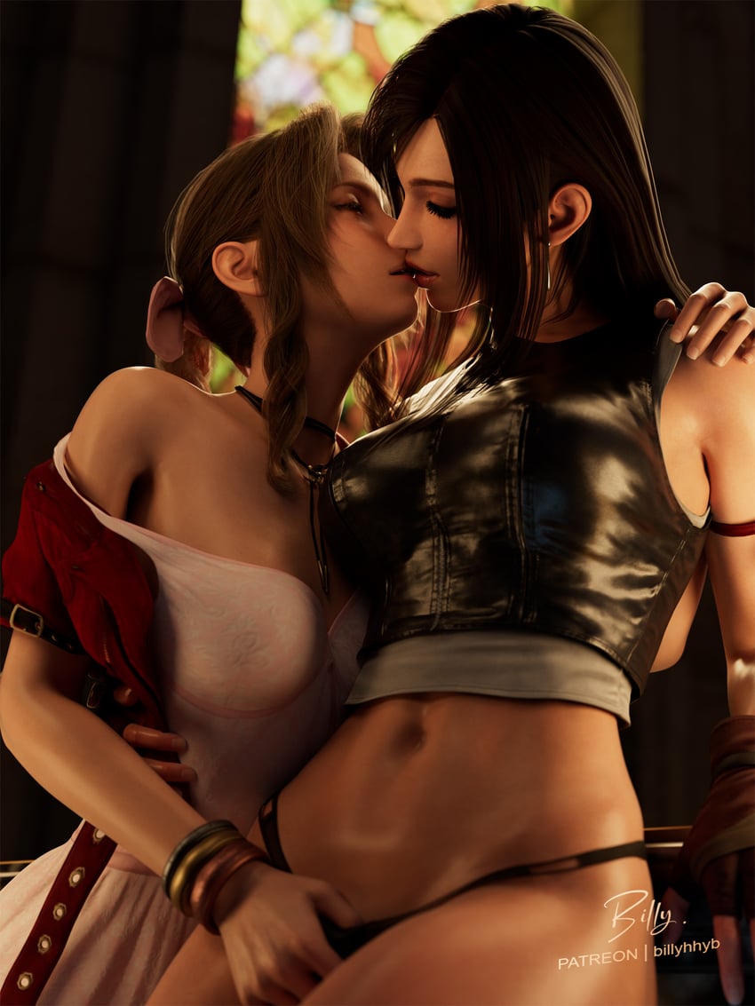 tifa lockhart and aerith gainsborough (final fantasy and 3 more) drawn by billyhhyb