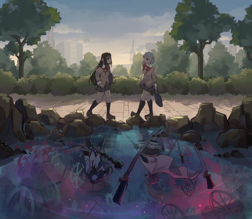 akemi homura and miki sayaka (mahou shoujo madoka magica) drawn by togekk0