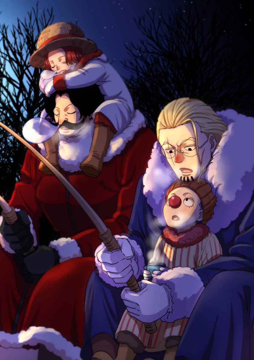 shanks, buggy the clown, gol d. roger, and silvers rayleigh (one piece) drawn by musasabiop