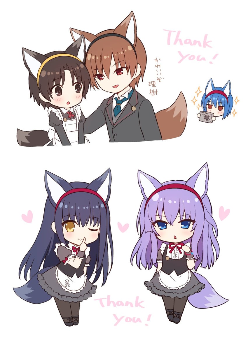 naoe riki, natsume kyousuke, nishizono mio, kushima kamome, and sorakado ai (little busters! and 2 more) drawn by nakamura_hinato