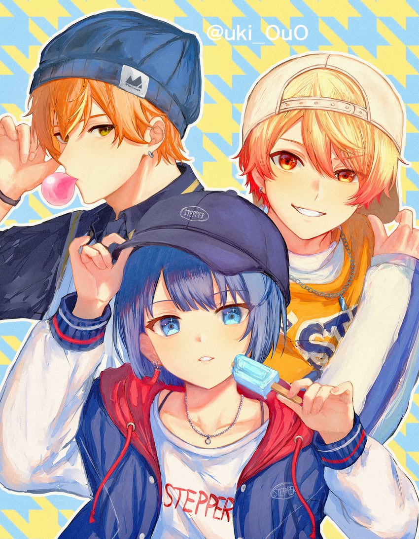tenma tsukasa, shinonome akito, and kiritani haruka (project sekai) drawn by yuxi