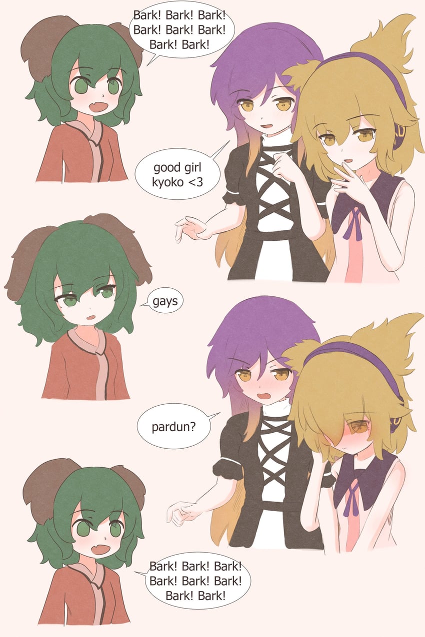 hijiri byakuren, toyosatomimi no miko, and kasodani kyouko (touhou) drawn by kokowoch