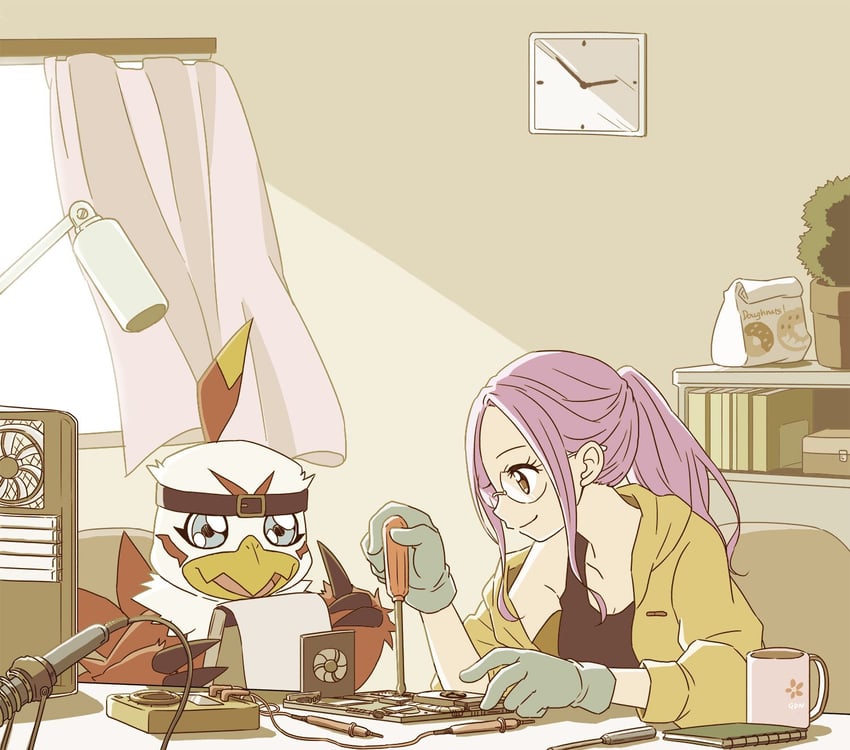 inoue miyako and hawkmon (digimon and 1 more) drawn by gdn0522