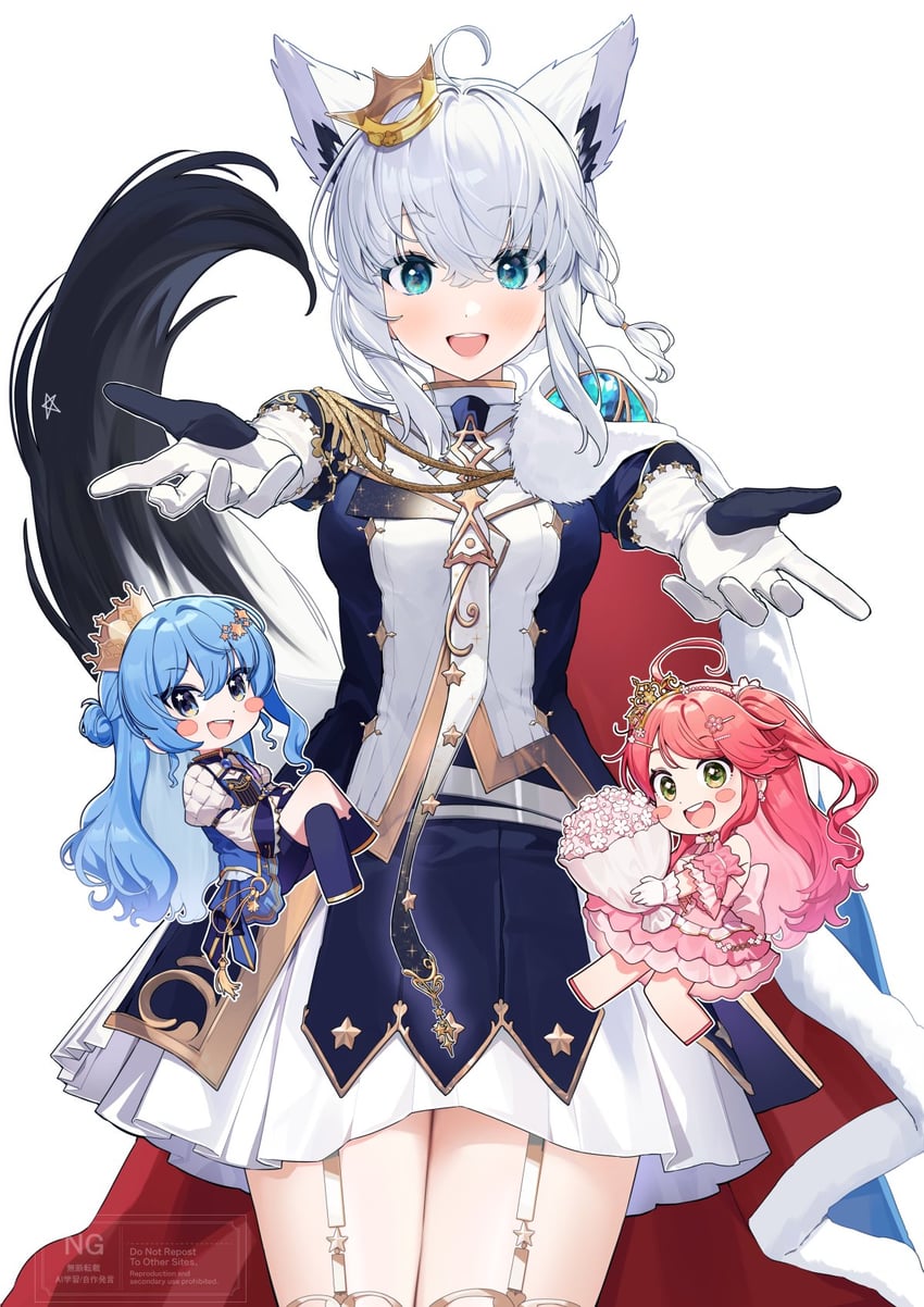 shirakami fubuki, hoshimachi suisei, and sakura miko (hololive) drawn by 14_(vision5032)