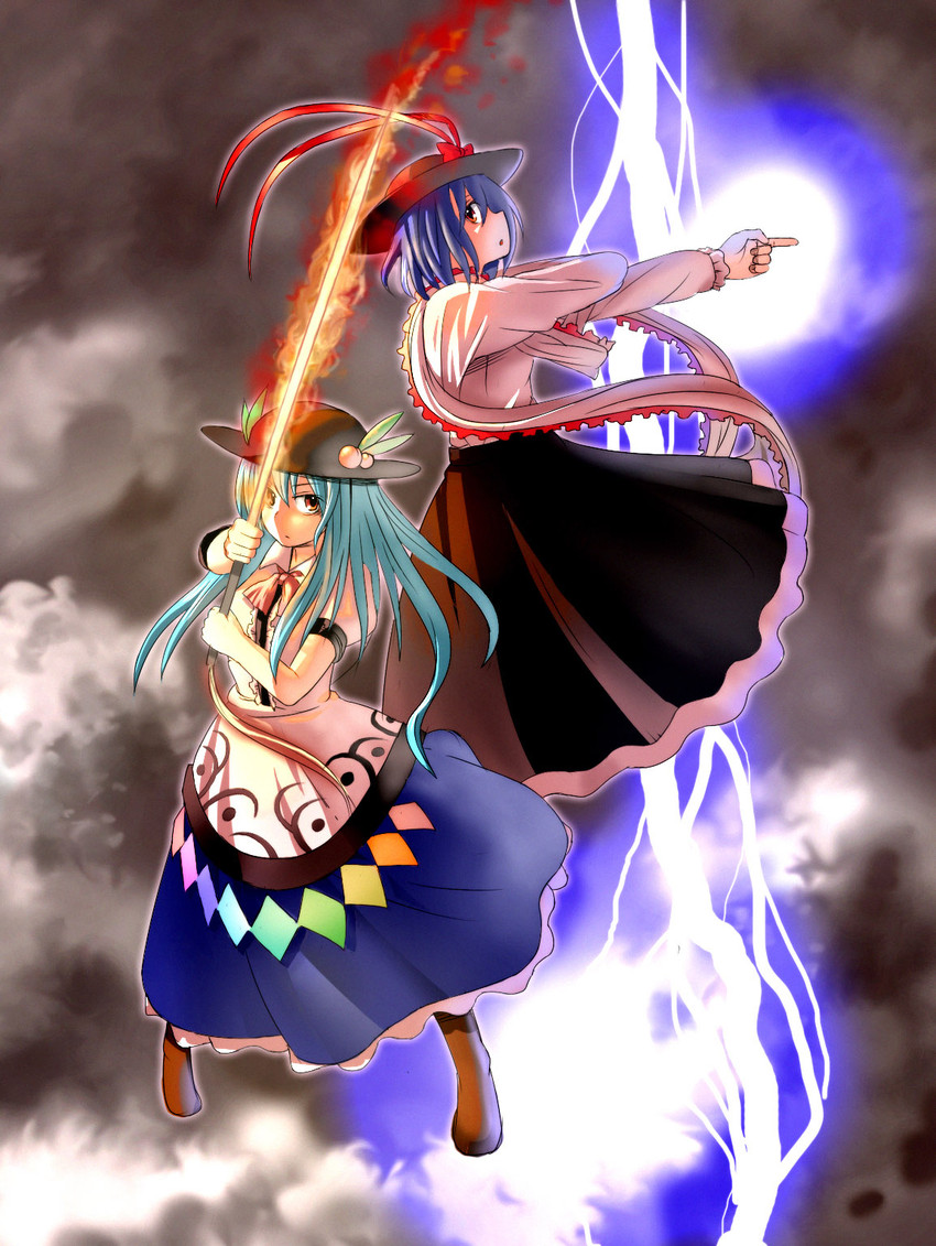 hinanawi tenshi and nagae iku (touhou) drawn by organ_derwald