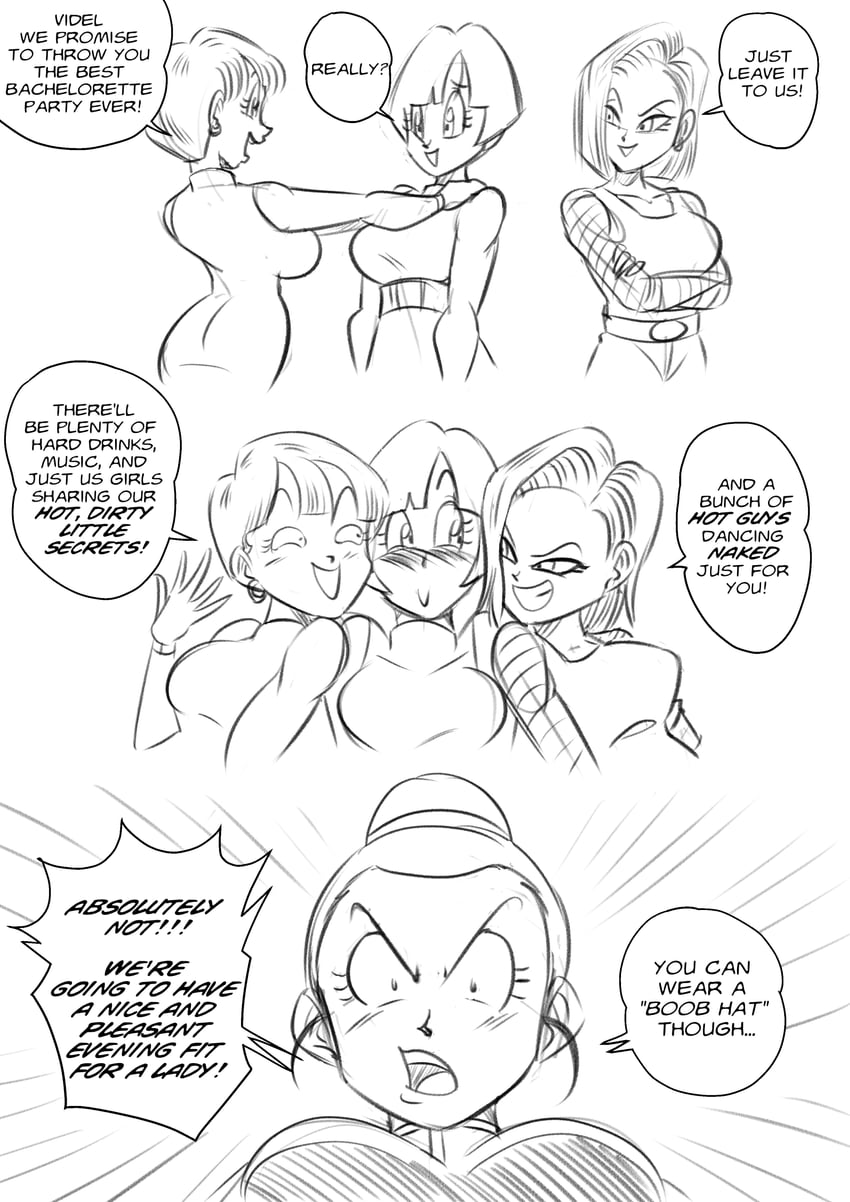 android 18, bulma, chi-chi, and videl (dragon ball and 1 more) drawn by funsexydb