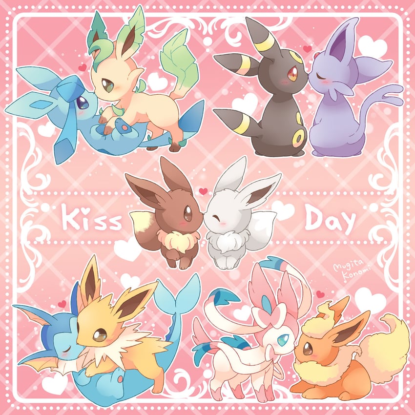 eevee, sylveon, umbreon, glaceon, vaporeon, and 3 more (pokemon) drawn by mugita_konomi