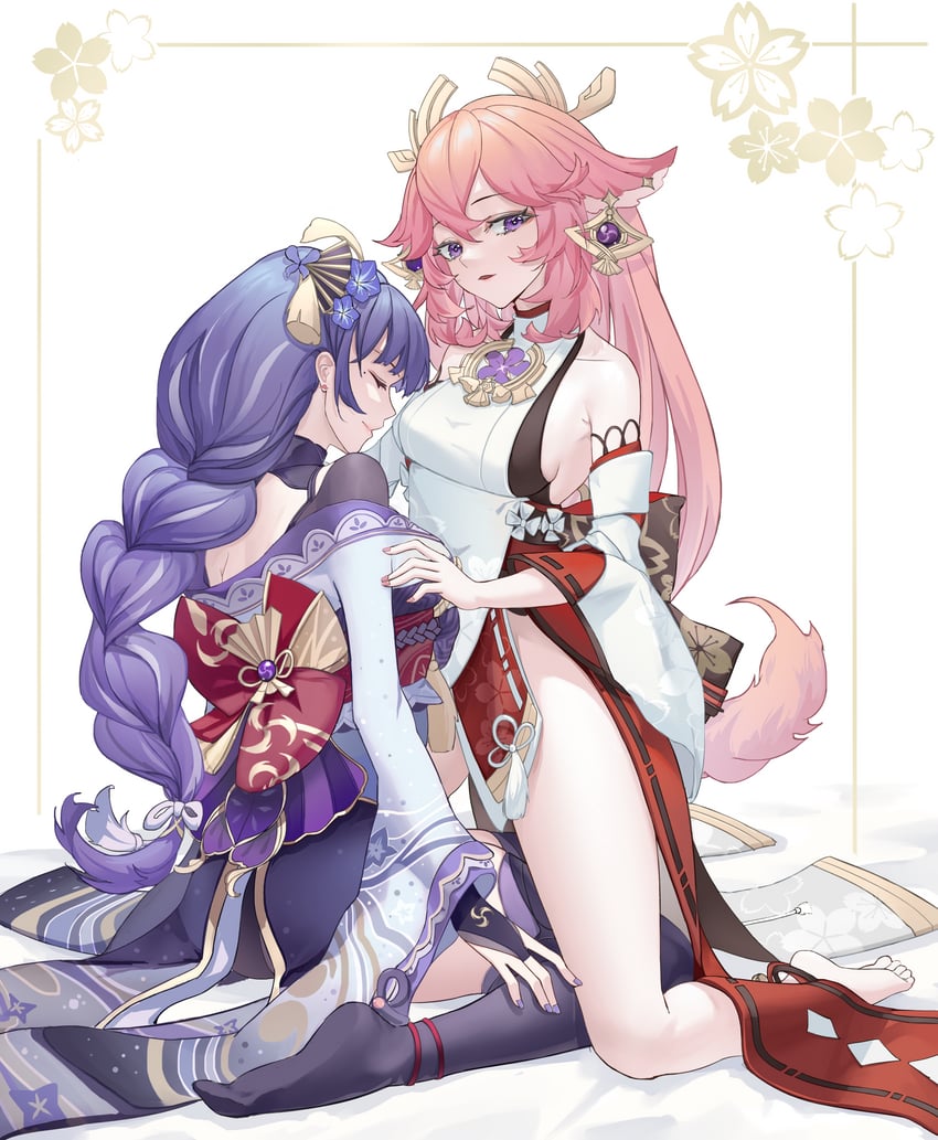 raiden shogun and yae miko (genshin impact) drawn by yang_lizi