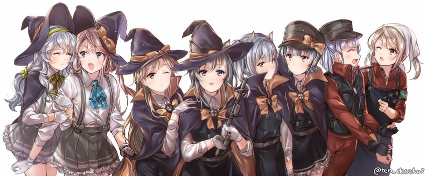 kasumi, michishio, kasumi kai ni, asashio kai ni, arashio, and 7 more (kantai collection) drawn by juurouta