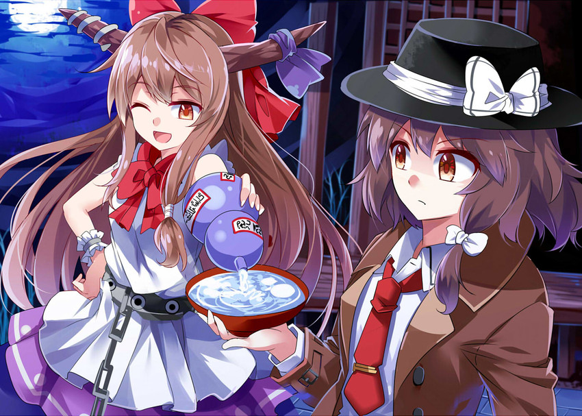 ibuki suika and usami renko (touhou) drawn by e.o.