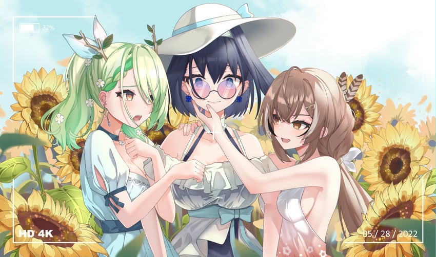 ouro kronii, nanashi mumei, and ceres fauna (hololive and 2 more) drawn by kei_myoho