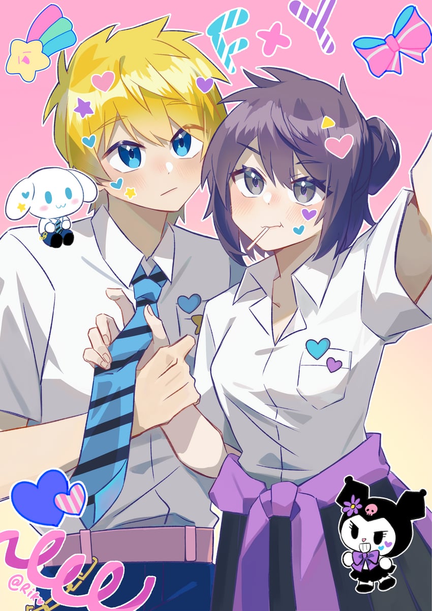 cinnamoroll, yuri lowell, kuromi, and flynn scifo (tales of and 4 more) drawn by riko_shinkai