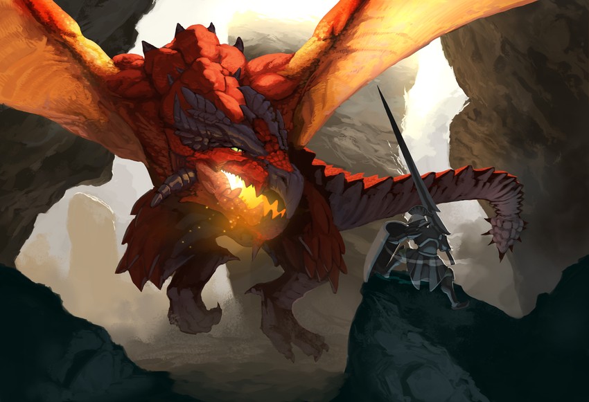 monster hunter and rathalos (monster hunter) drawn by vince_price
