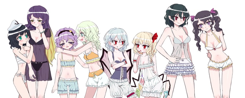 remilia scarlet, flandre scarlet, komeiji koishi, shameimaru aya, komeiji satori, and 3 more (touhou) drawn by berensu