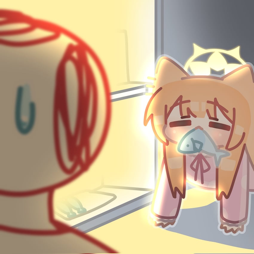 sensei, doodle sensei, and mari (blue archive) drawn by horuhara
