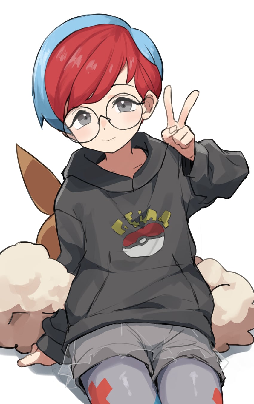 eevee and penny (pokemon and 1 more) drawn by gazacy_(dai)