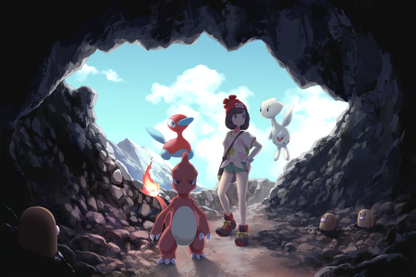 selene, diglett, charmeleon, togetic, and porygon2 (pokemon and 1 more) drawn by mk_(mikka)
