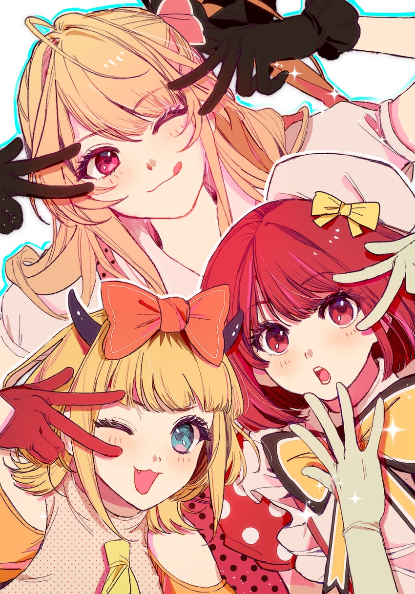 arima kana, hoshino ruby, and memcho (oshi no ko) drawn by shi_xu_jiu_zhou